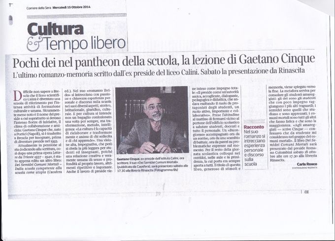 Anche il Corriere della Sera nelle pagine bresciane parla del mio libro